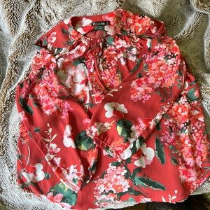 New York & Co red flowered shirt size XL